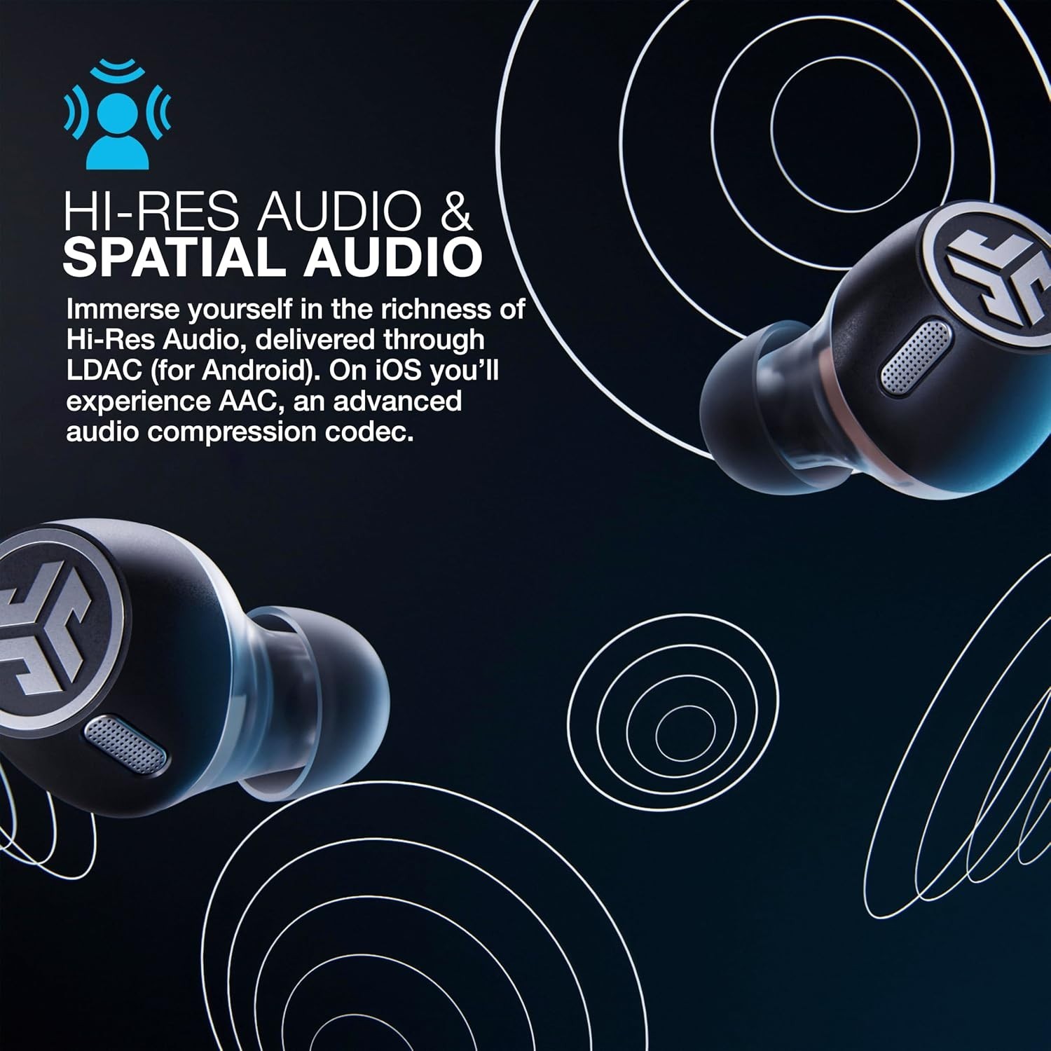 JLab EpicLab Ed. ANC True Wireless Earbuds LDAC Hi-Res. – New Open Box –