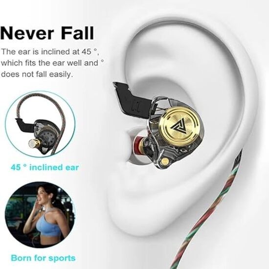 Ak3file Wired Gaming Earbuds, HiFi Bass In-Ear Monitors (Black)