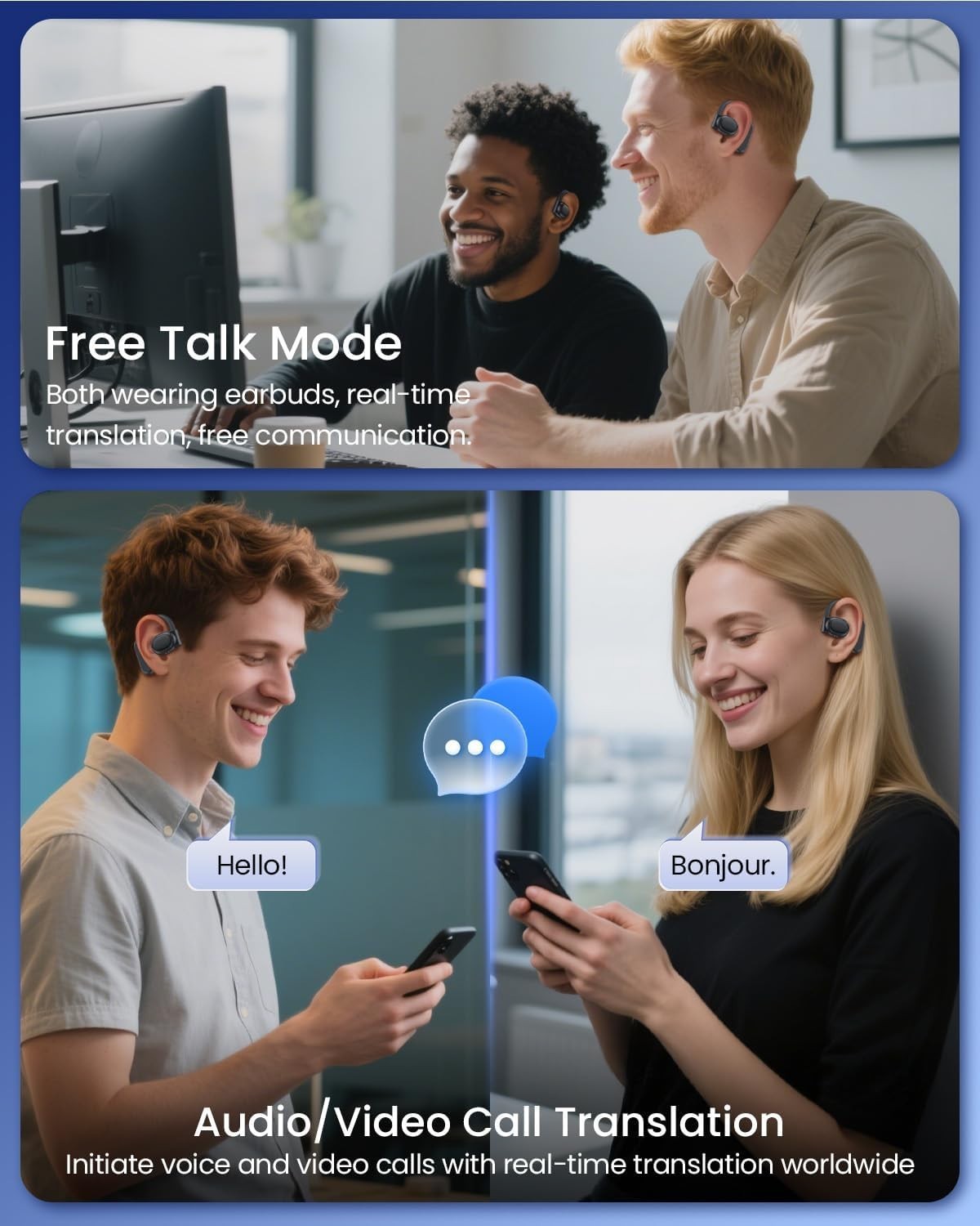 Revolutionary AI Translation Earbuds – 164 Languages, 80 Hours Battery, Wireless