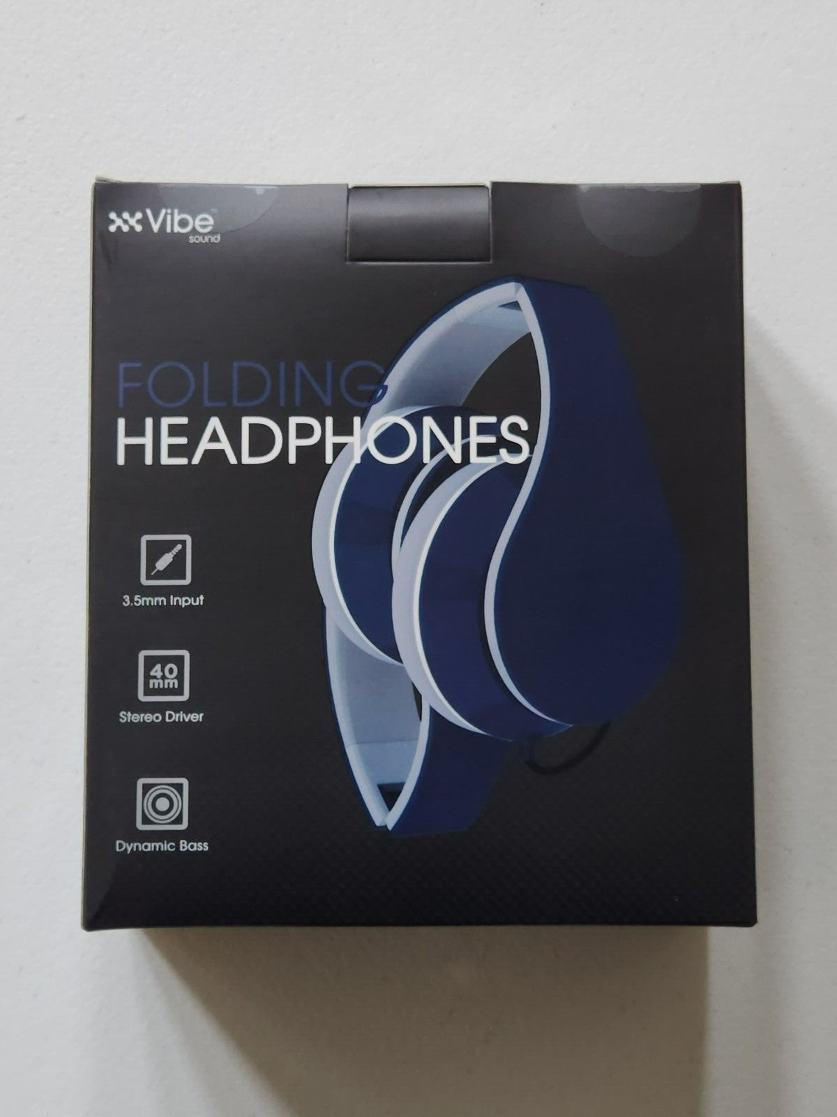 VIBE BLUE/GRAY FOLDING HEADPHONES 3.5MM INPUT STEREO DRIVER DYNAMIC BASS ( NEW )