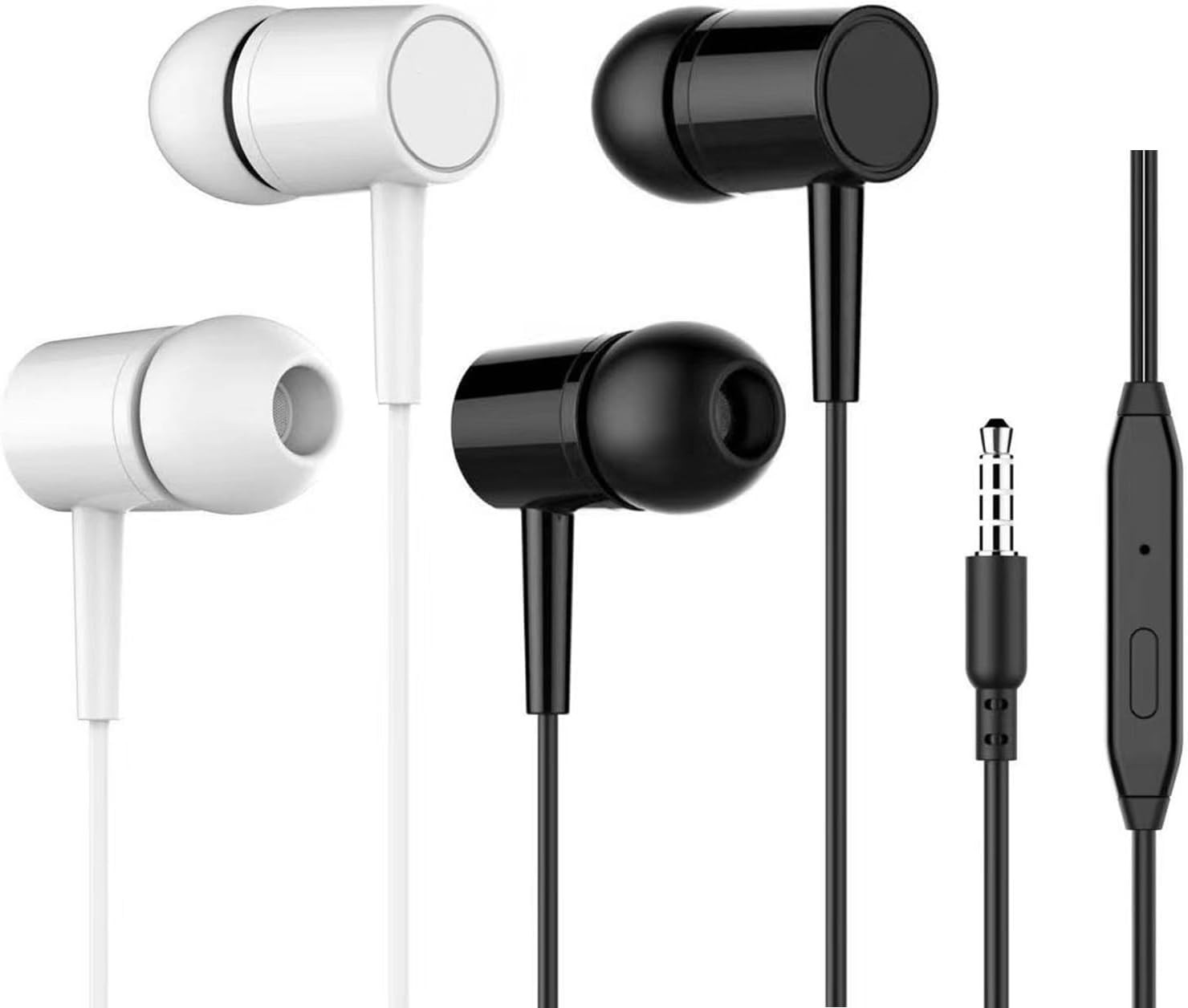 Black & White 2 Pack Wired Earbuds | Comfort Fit & Immersive Audio Experience