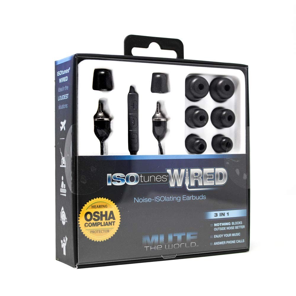 ISOtunes Wired Earplug Headphones, Recently 1 Count (Pack of 1), Black