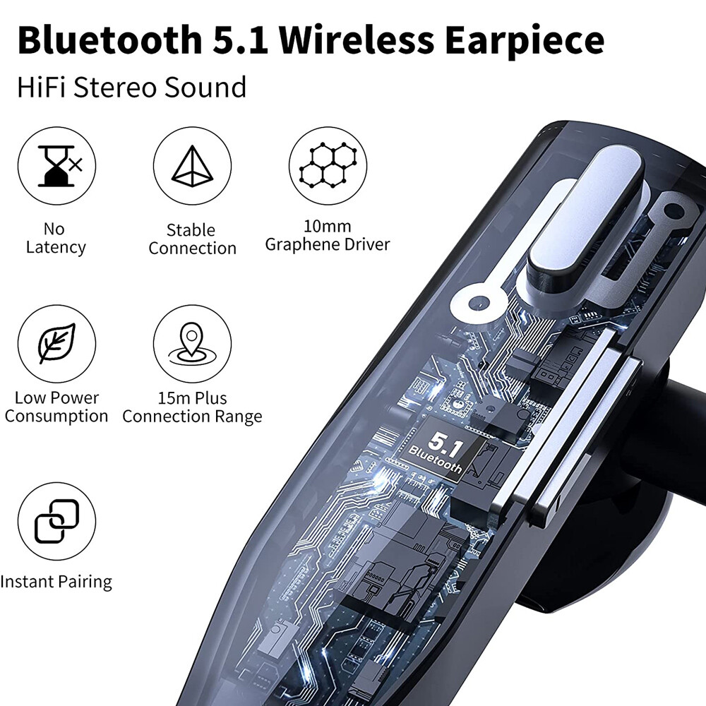 Trucker Wireless Bluetooth 5.1 Earbuds Headset Dual Mic Earphone Noise Cancel US