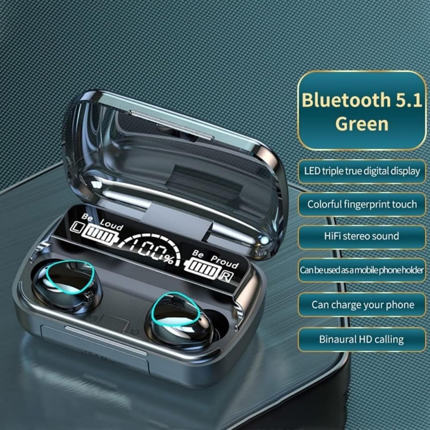 Wireless Earbuds Bluetooth 5.3 Headphones, Long Playing time One size, Black