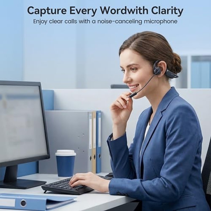 Open Ear Headphones with Mic,20H Bluetooth Headset with Microphone,5.4 Bluetooth