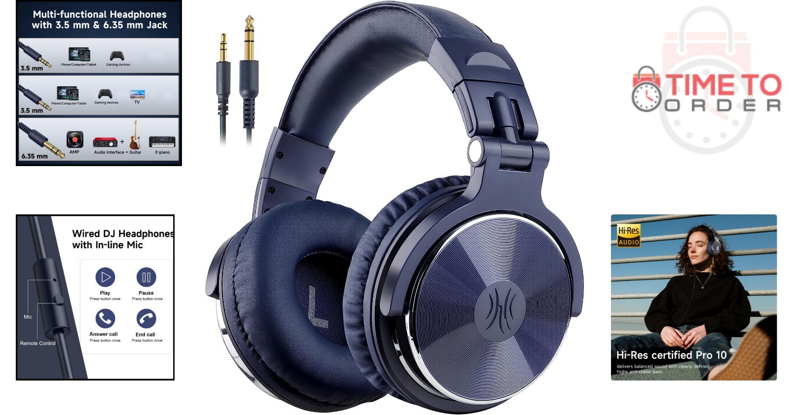 Over Ear Studio Headphones Leather Metal 50mm Neodymium Bass Sound