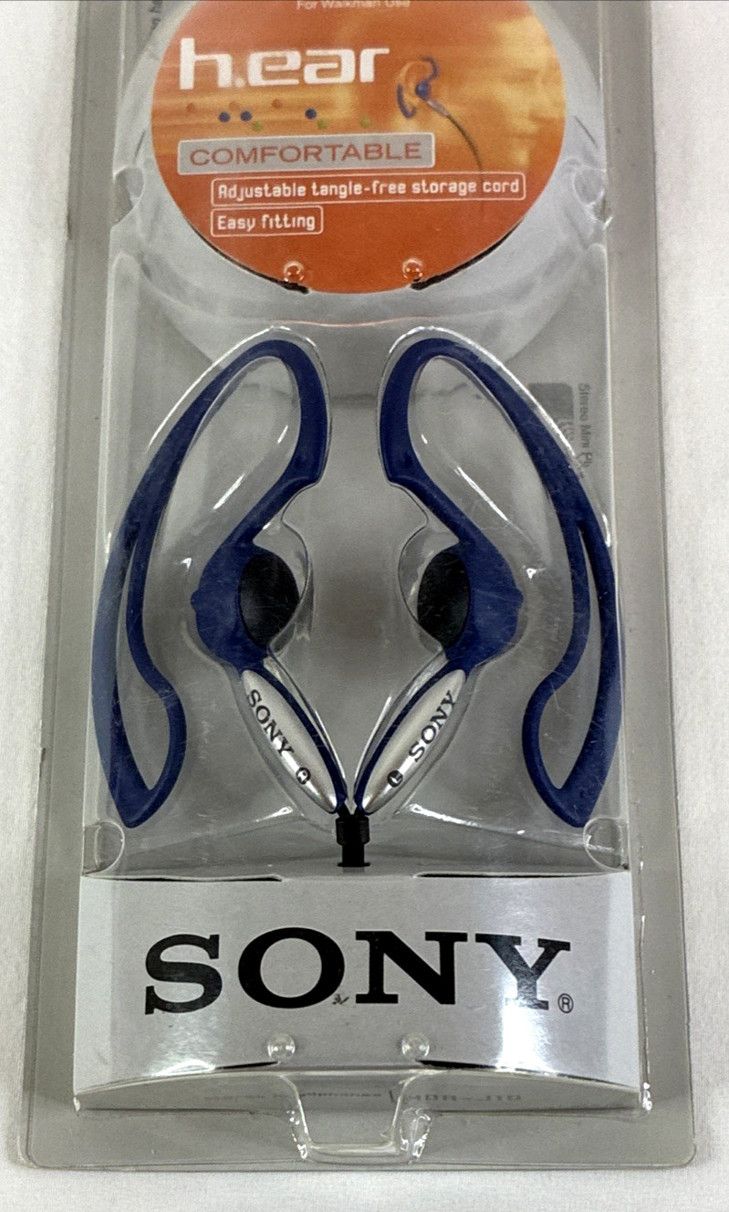 Vintage 2001 Sony MDR-J10 Vertical In Ear Clip On Headphones Blue Large New
