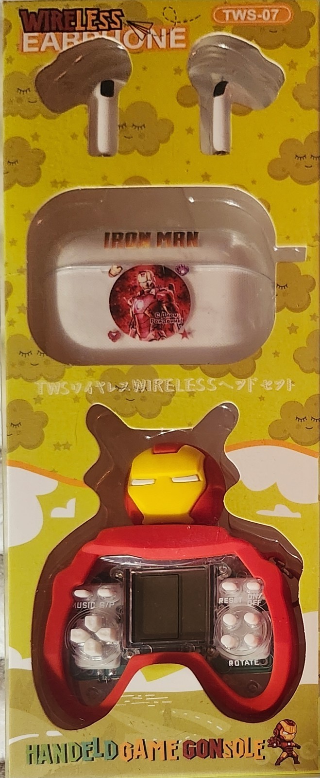 Ironman Wireless Earbuds W) Charging Compartment & Handheld Game- NEW