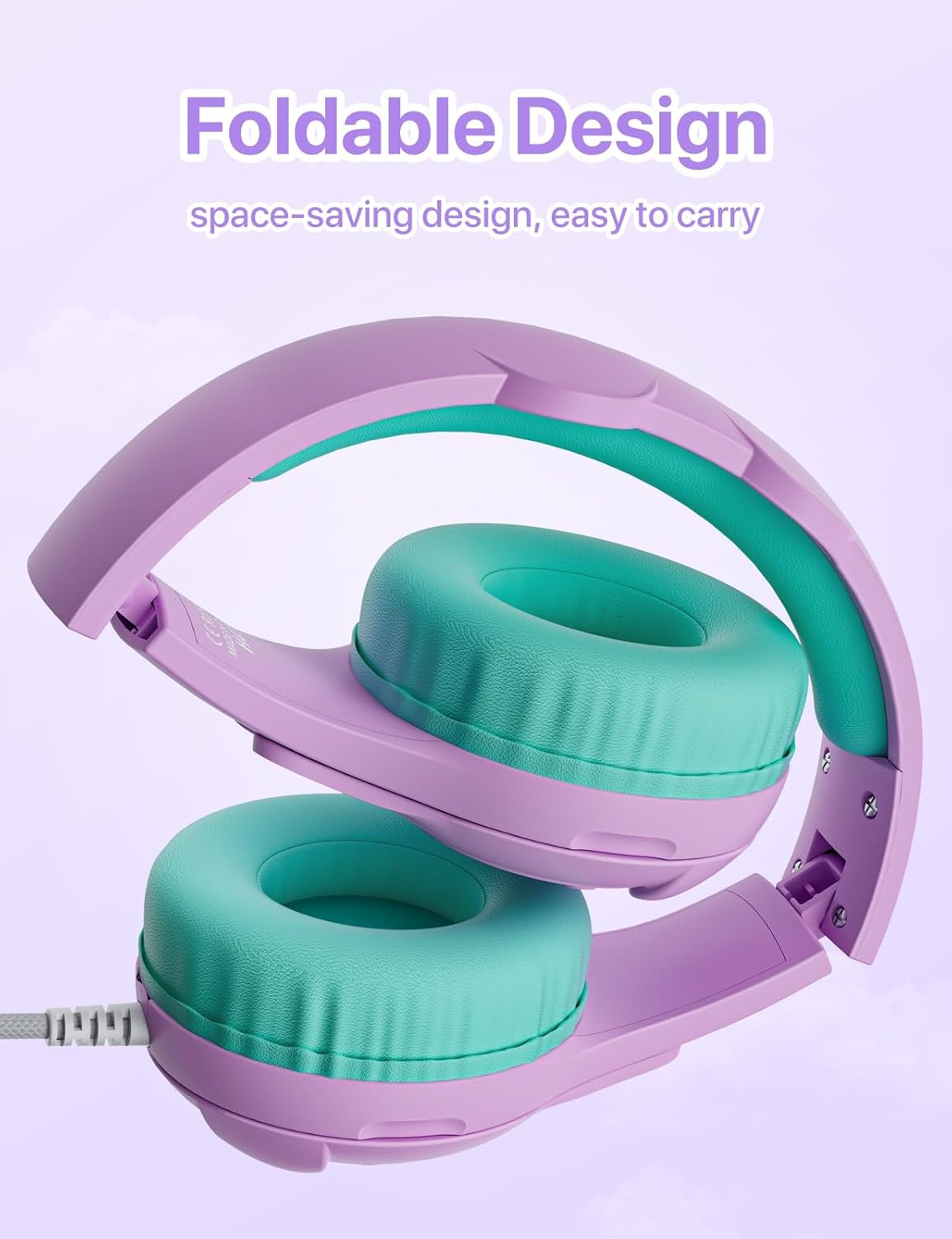 Kids Headphones, with Microphone, 80/90Db Volume Limiter, Audio Sharing Port, 3.