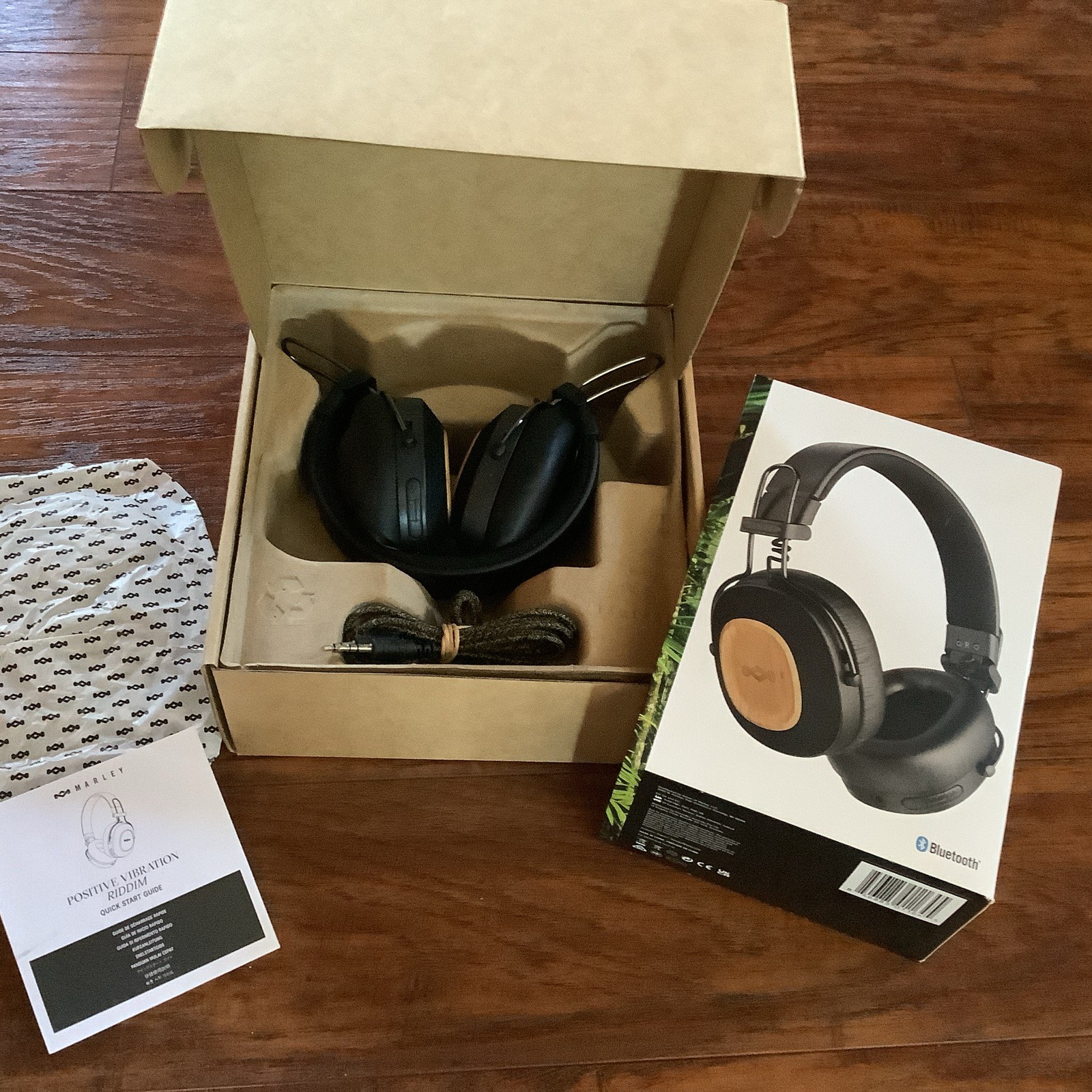 Marley Positive Vibration Riddim Black Bamboo On-Ear Headphones 50 Hour