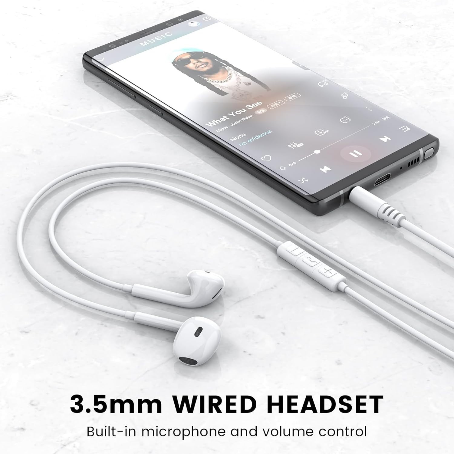 3.5mm Wired In-Ear Earbuds with Microphone & Volume Control