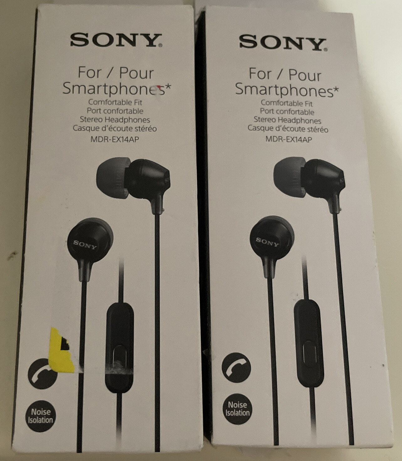 Lot 2 Sony MDREX14AP Headset Ear Bud Headphones MDR-EX14AP Black