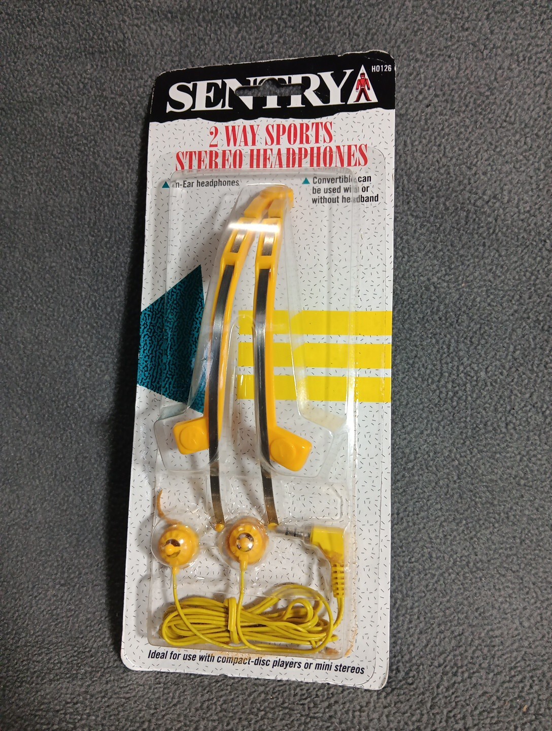 VTG Sentry 2-Way Sports Stereo In-Ear Yellow Headphones 3.5mm Jack H0126 SEALED