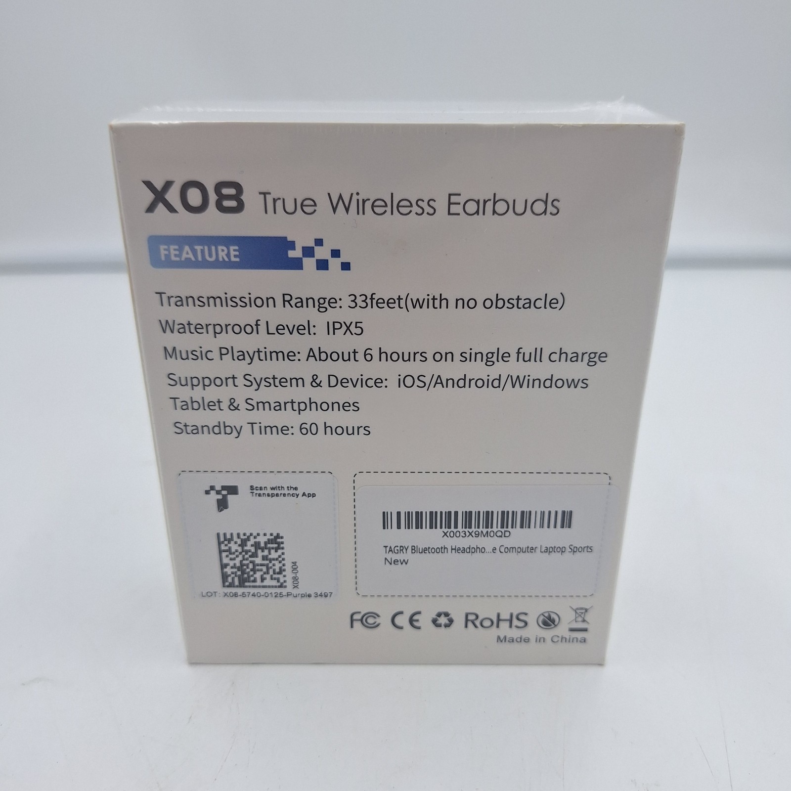 Tagry X08 True Wireless Earbuds Bluetooth New Purple