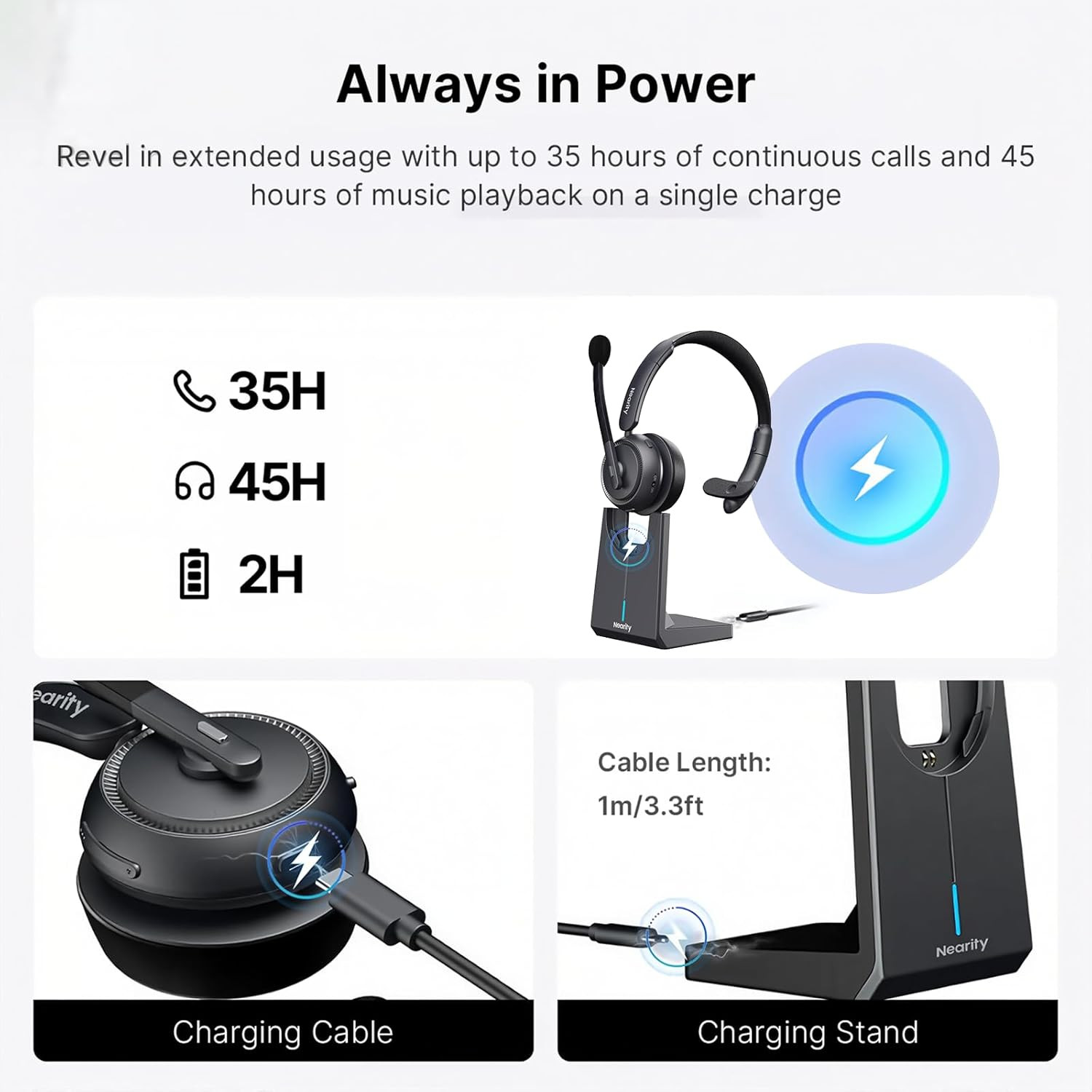 EP310 Bluetooth Headset with Mic, Noise Canceling, Mute Button, USB Dongle