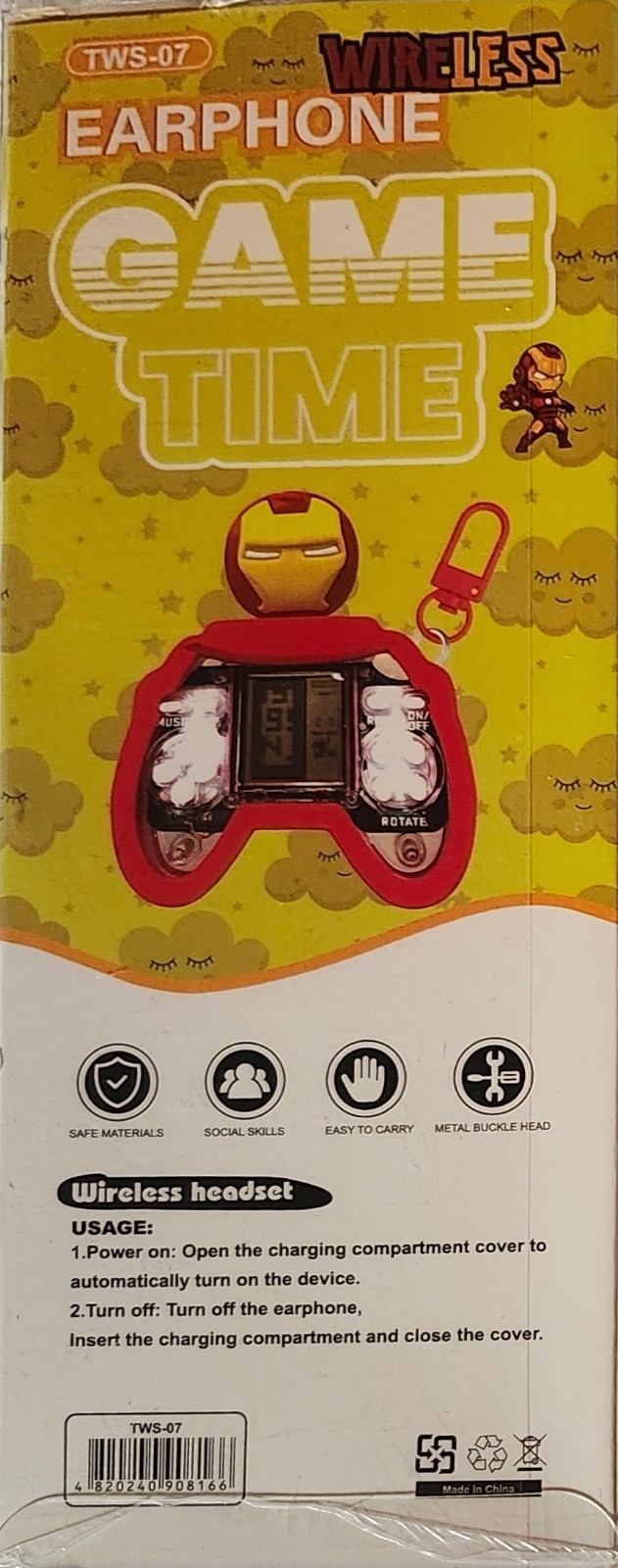 Ironman Wireless Earbuds W) Charging Compartment & Handheld Game- NEW