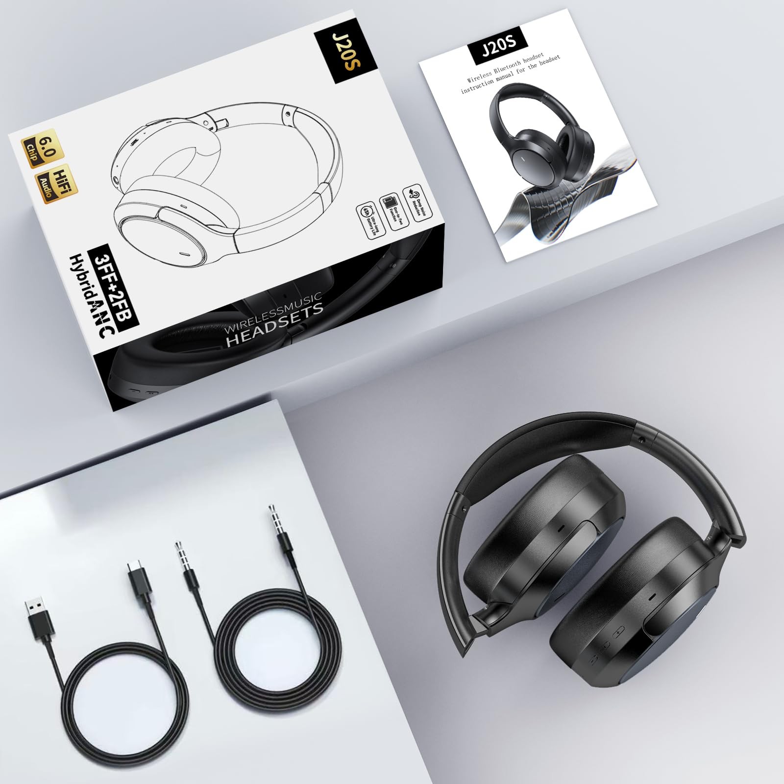 Hybrid ANC Wireless Over-Ear Headphones, 100H Playtime, Hi-Res Audio, Bluetoo…