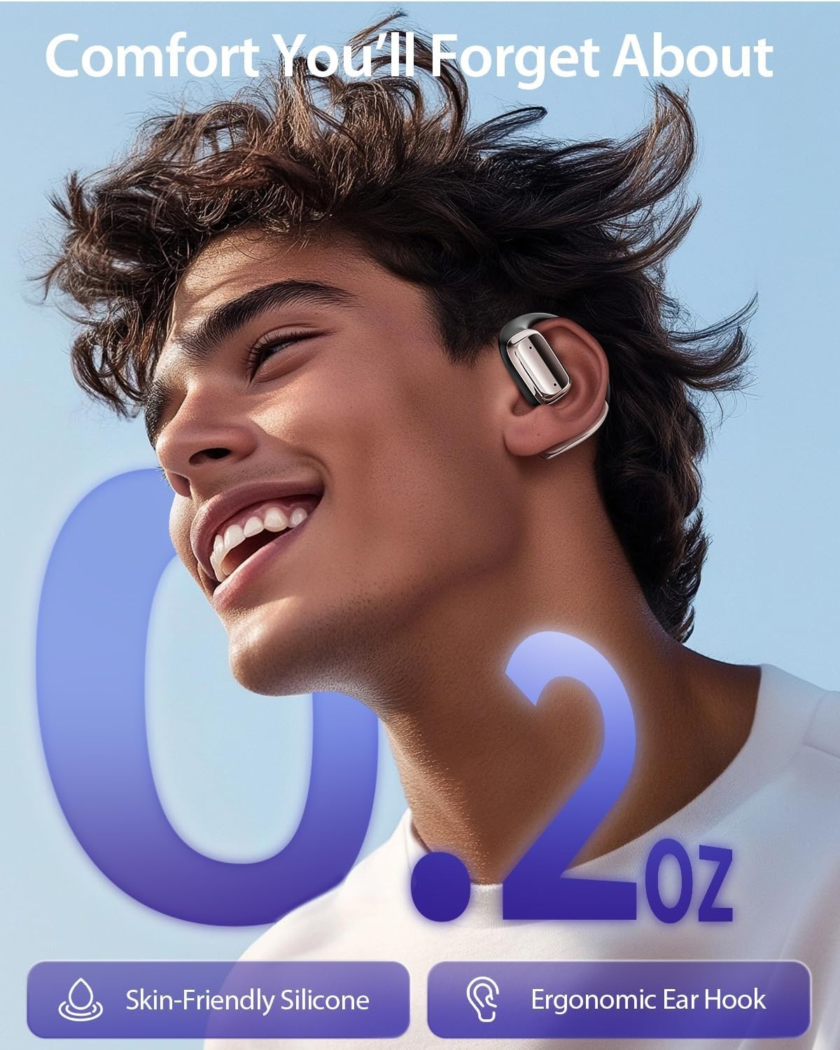Darongfeng TWS Open Ear Bluetooth 5.3 Headphones Wireless Earbuds Sport White