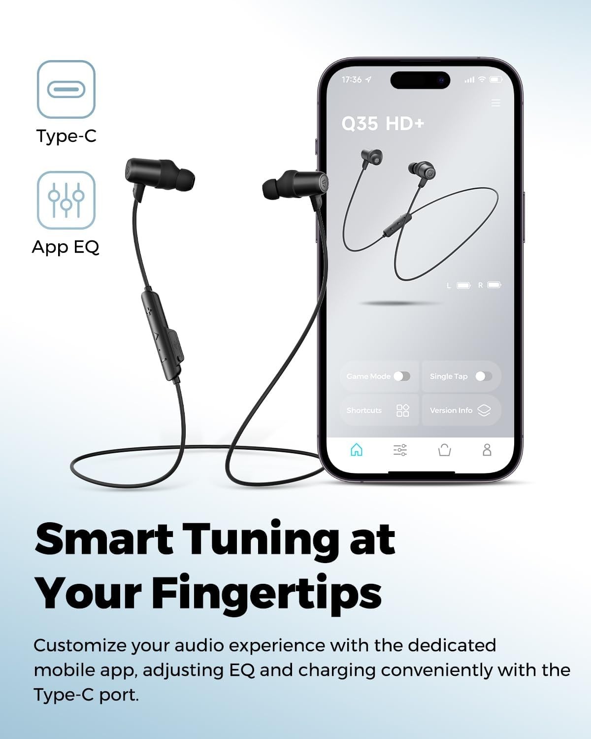 New SoundPeats Q35+ Neckband Headphones, Bluetooth 5.2, Sport Wireless Earbuds