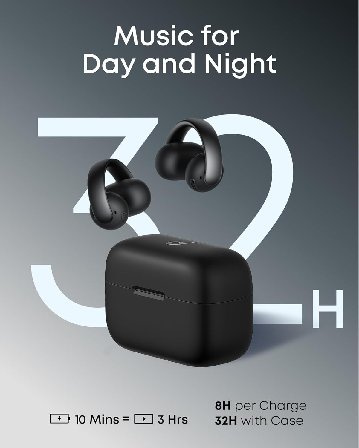 Aeroclip by Anker, Open-Ear Earbuds, Clip-On Headphones, Adaptive Comfort, Clear