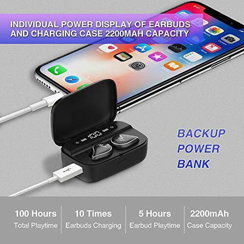 Wireless Earbuds, 100H Playtime Bluetooth Headphones 5.0 14.5*10.*3cm, Black