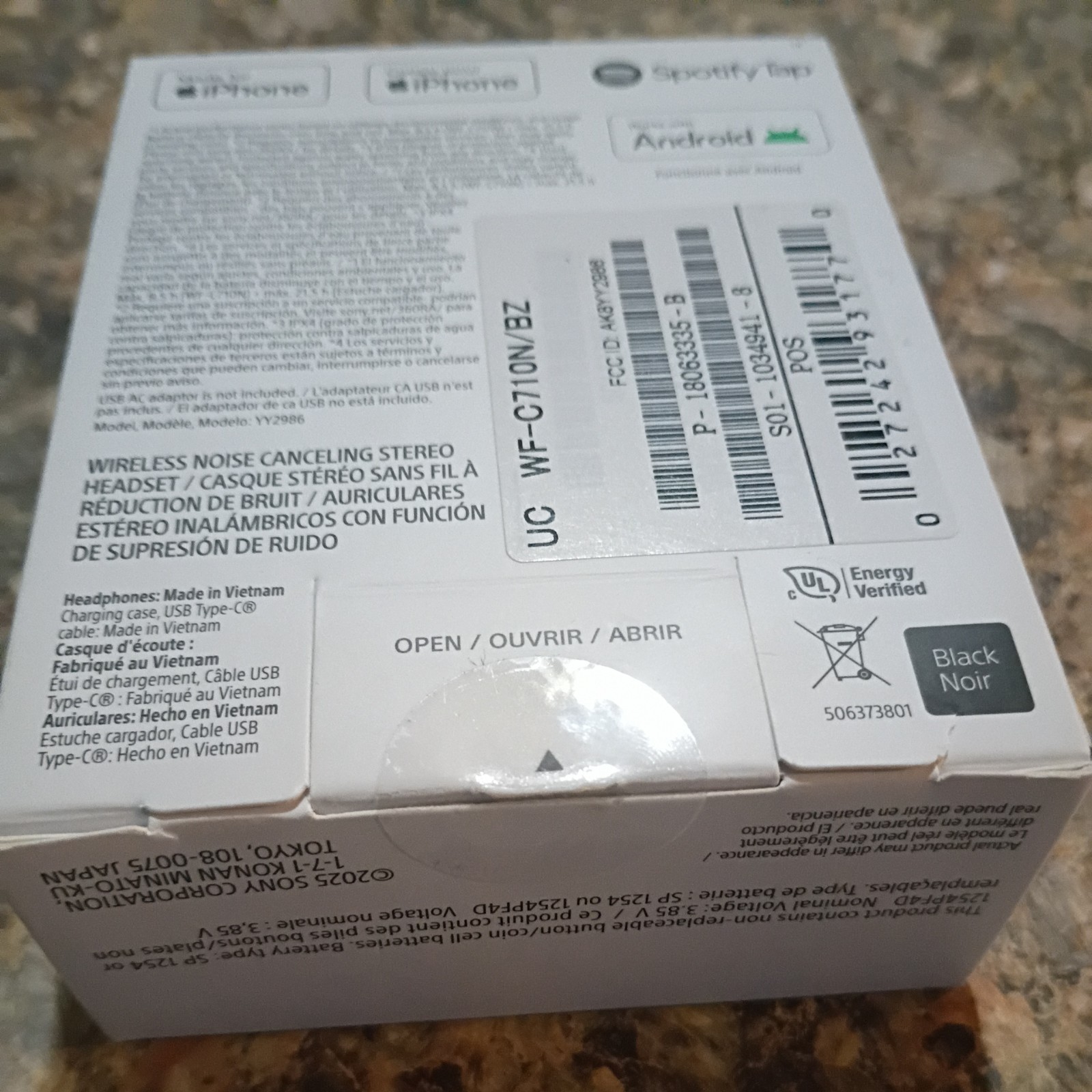 Sony WF-C710N Wireless Noise-Canceling Bluetooth Earbuds Black New
