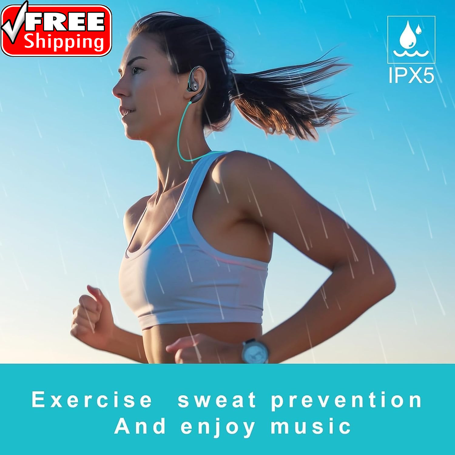 Upgrade Wired Sports Earbuds with Ear Hooks, Running Headphones Secure Fit Wrap