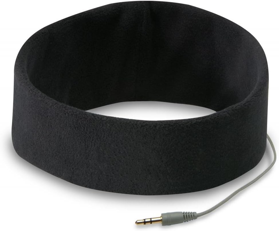 AcousticSheep SleepPhones Classic | Large, Midnight Black – Fleece Fabric