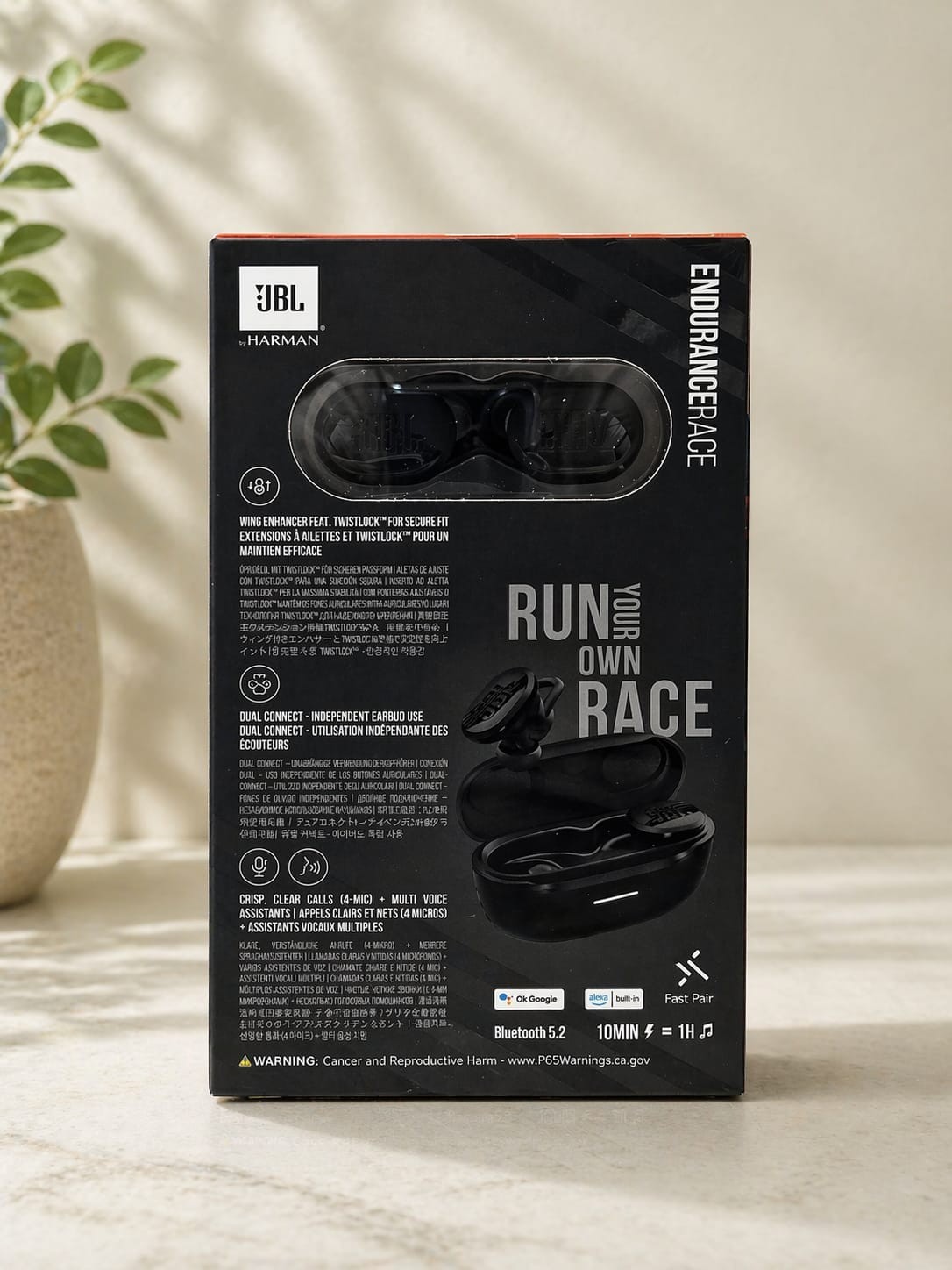 JBL Endurance Race TWS True Wireless In-Ear Sport Headphones – Black 30H Battery