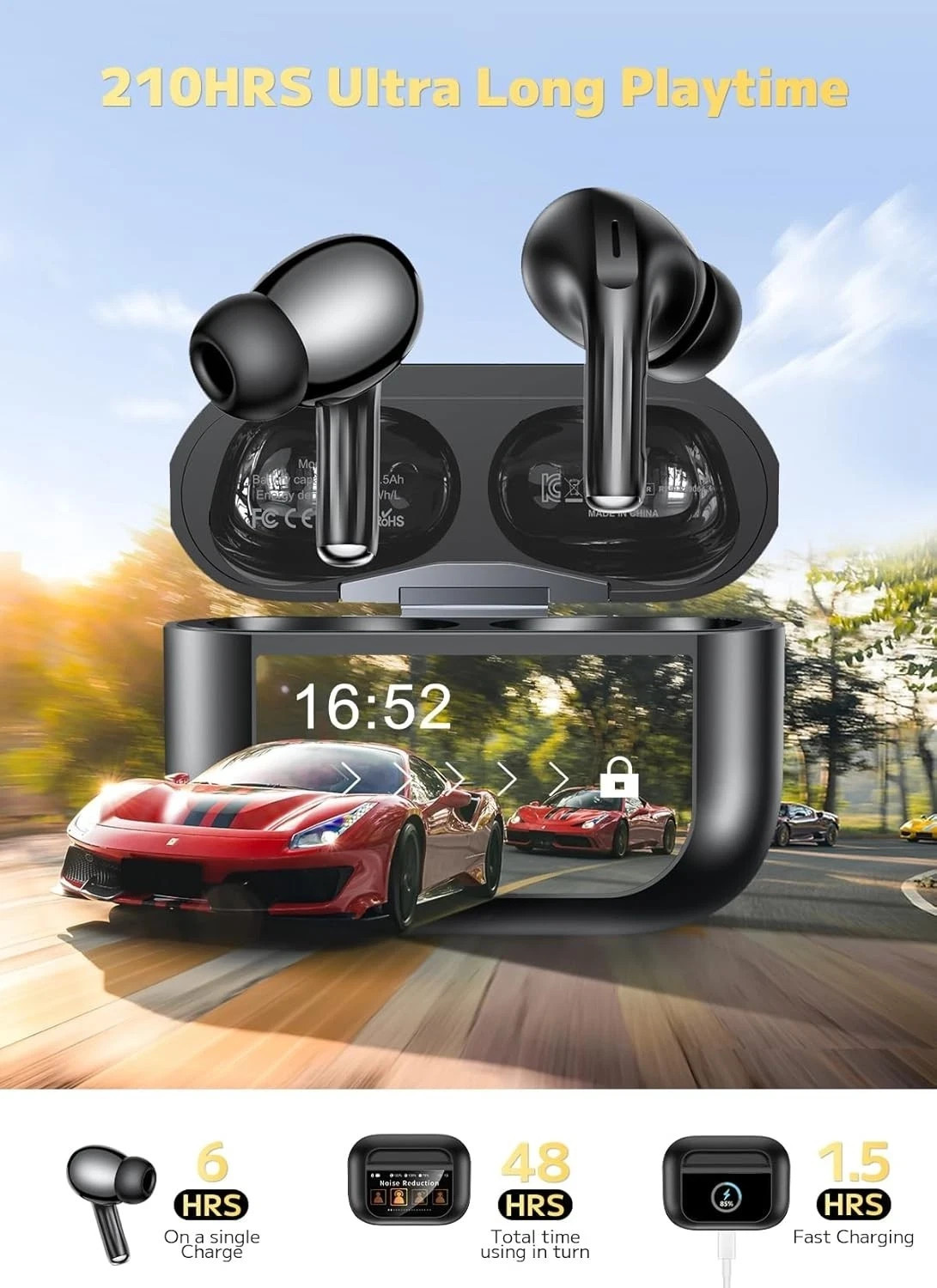 Open Ear Headphones Earbuds with Charging Case for Fitness Men and Women Gifts