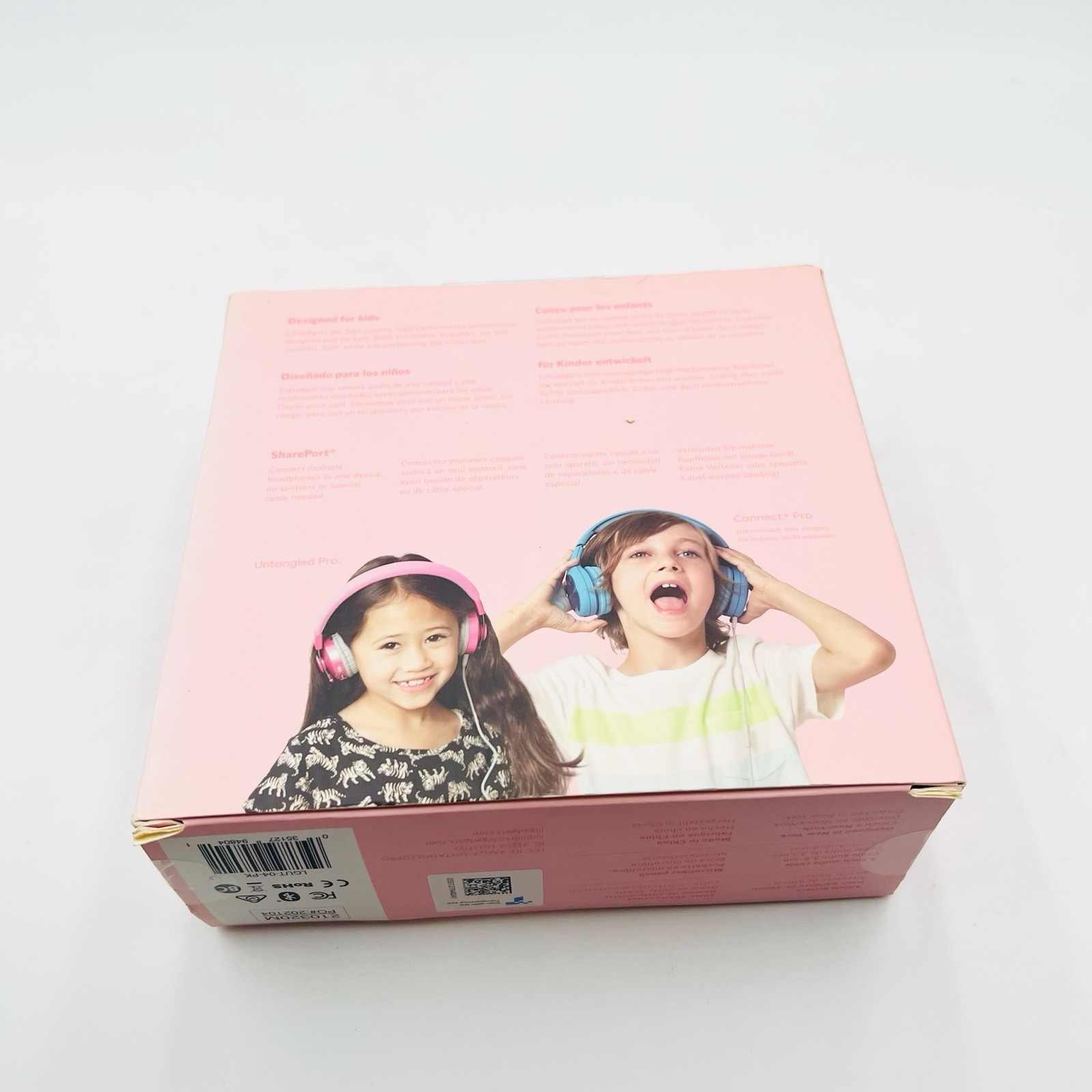 LilGadgets On-Ear Kids Headphones – 4+ Years, Pink, Untangled Pro