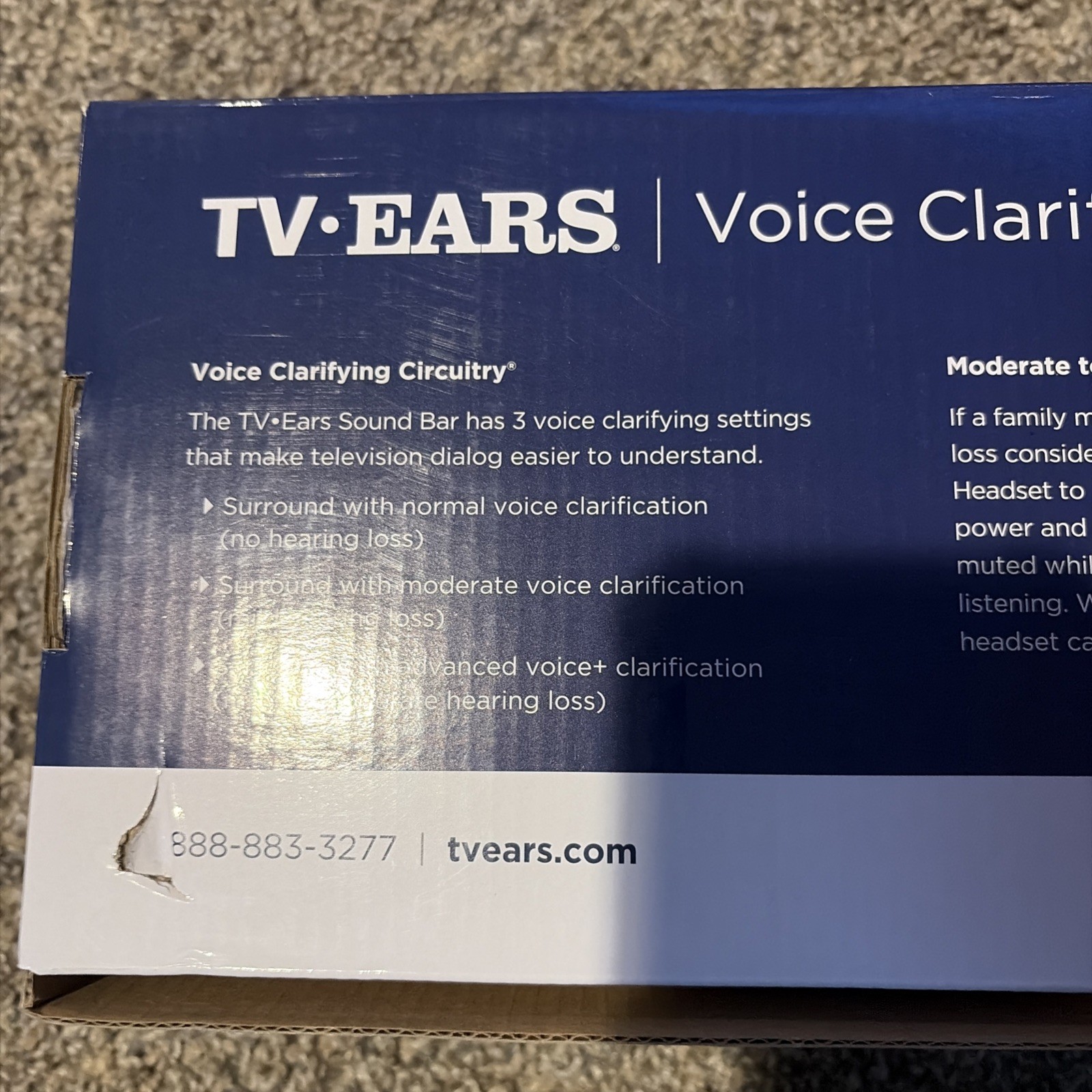TV•Ears® Voice Clarifying TV Sound Bar OPEN BOX NEW TV EARS WITH REMOTE