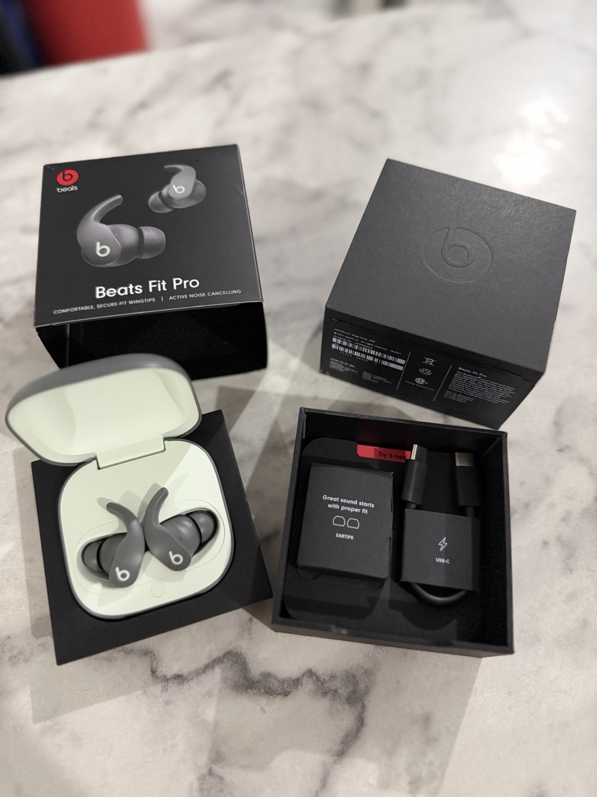 Beats by Dr. Dre Fit Pro True Wireless Noise-Cancelling Earbuds Sage Gray
