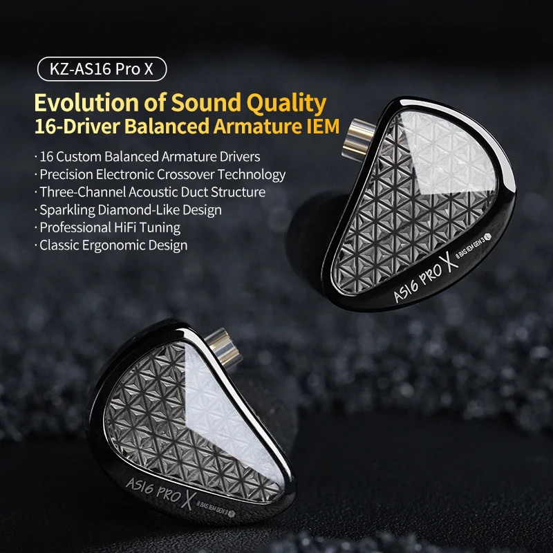 KZ AS16 PRO X In-Ear Monitors 8 Balanced Armature Drivers HiFi Earphones