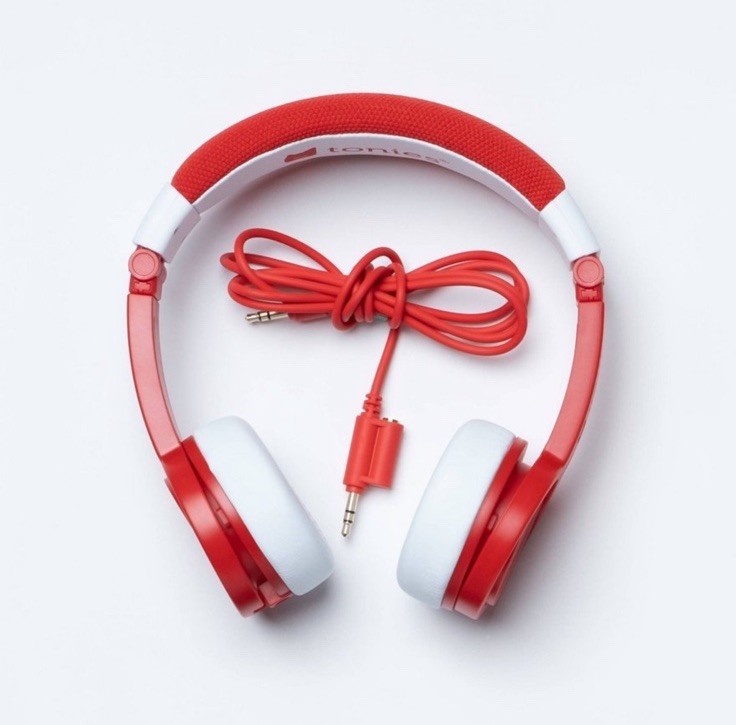 Tonies Foldable Wired Headphones for Kids – Comfortably Designed to fit Red