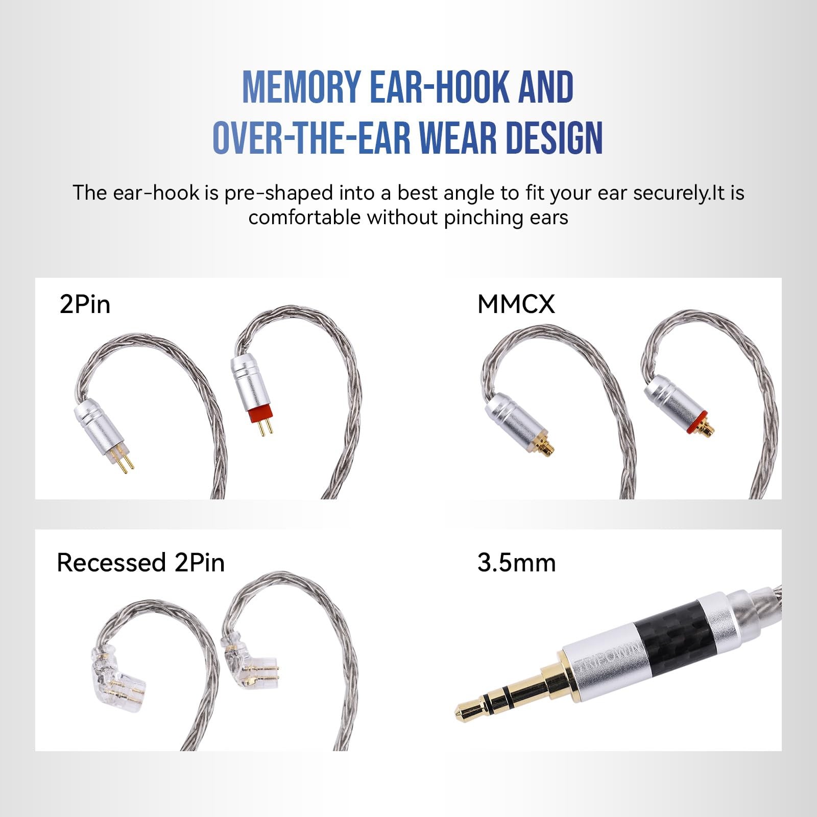 Tripowin Zonie IEM Cable, 2m Long Earbud Cord, 16 Core Silver Plated Earphone…