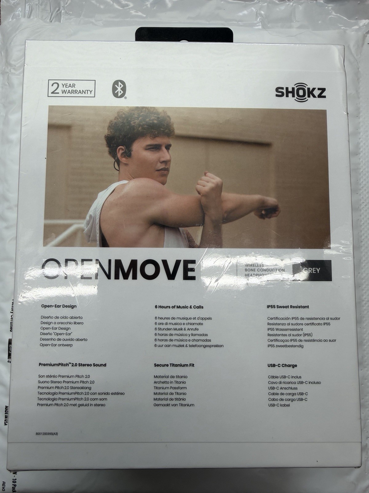 Shokz OpenMove Grey Open-Ear Bluetooth Bone Conduction Headphones New Sealed