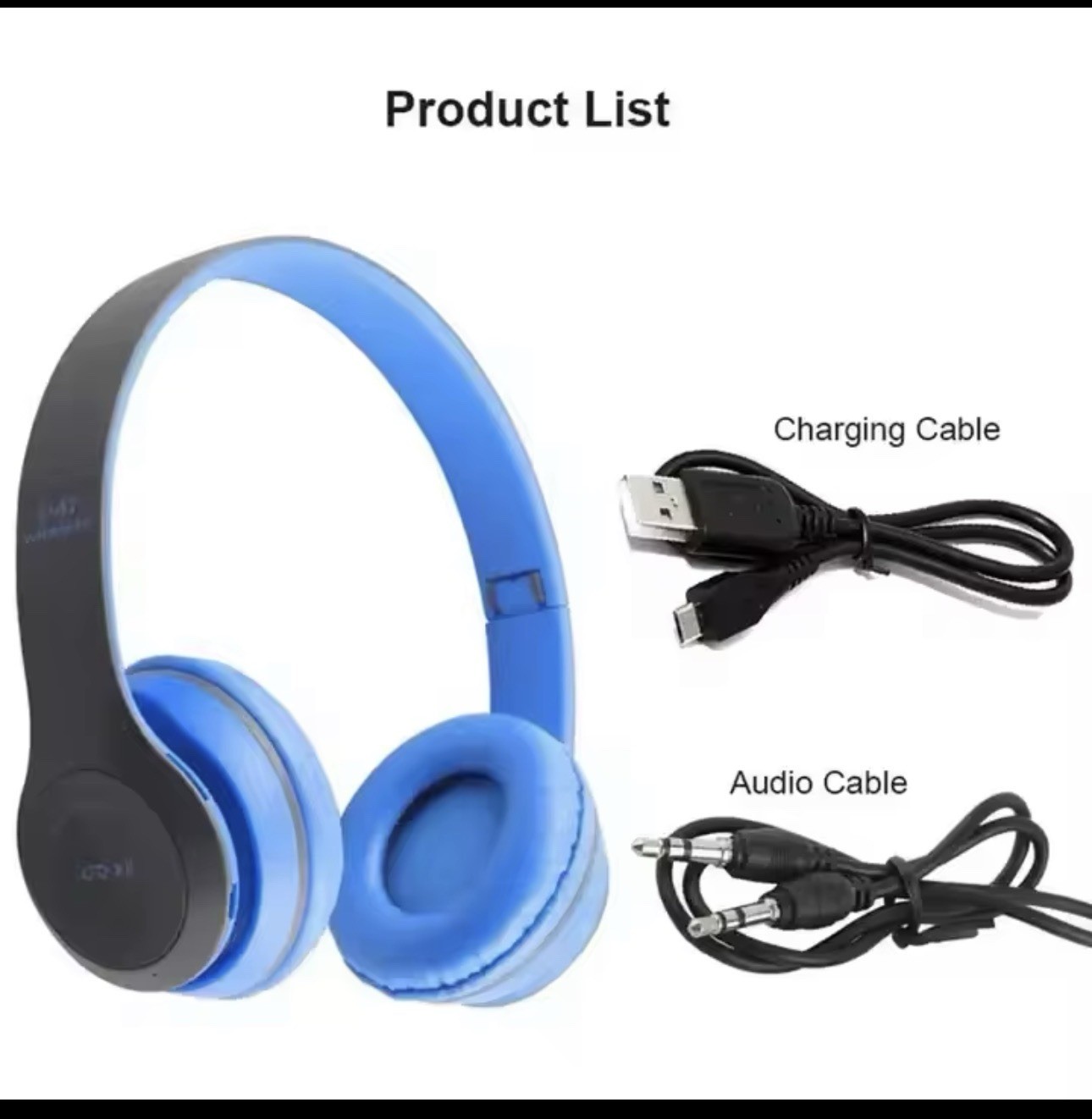 P47 Wireless Bluetooth Headband Headphones Double Ear-Cup Black/Blue/Red