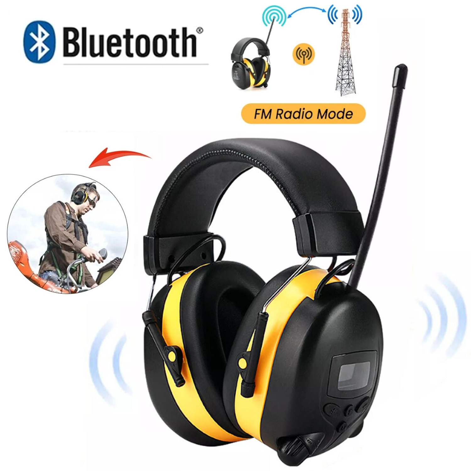 Digital Bluetooth FM Radio Headphones Ear Protection Safety Ear Muffs Electronic