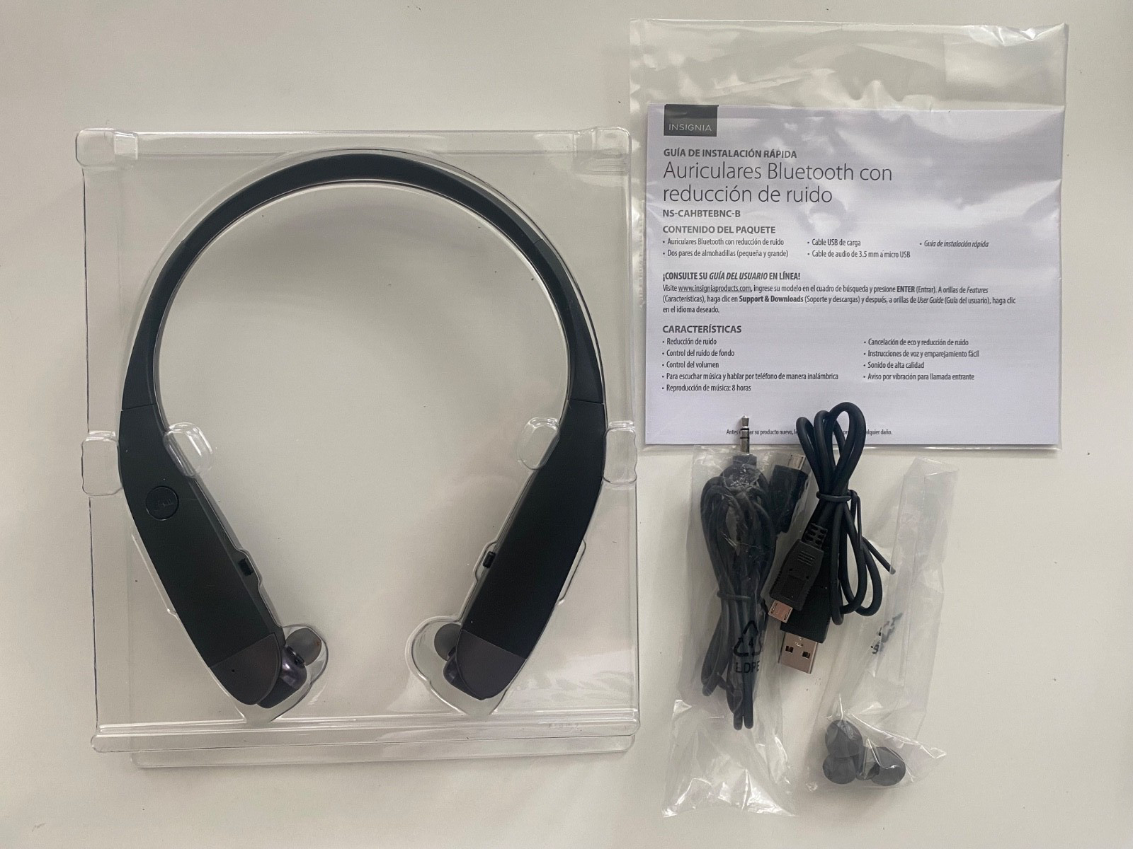 Insignia Noise-Reduction Wireless Bluetooth Behind-the-Neck Headphones – Black