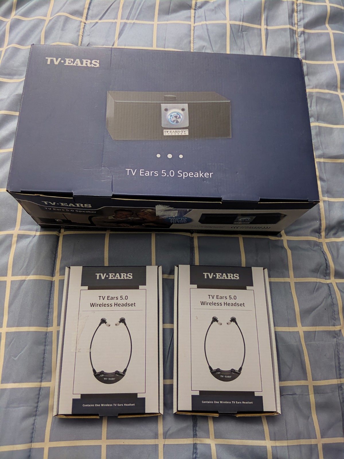 COMPLETE SET TV Ears 5.0 Wireless Speaker, 2 Headsets for People w Hearing Loss