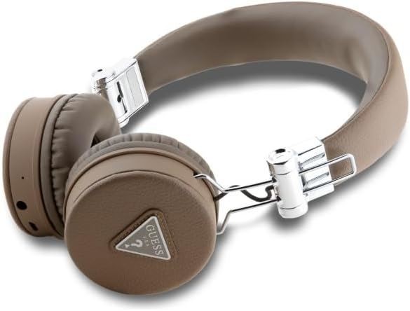 Guess Grained Classic Round Shape Bluetooth On Ear ENC Headphone Brown