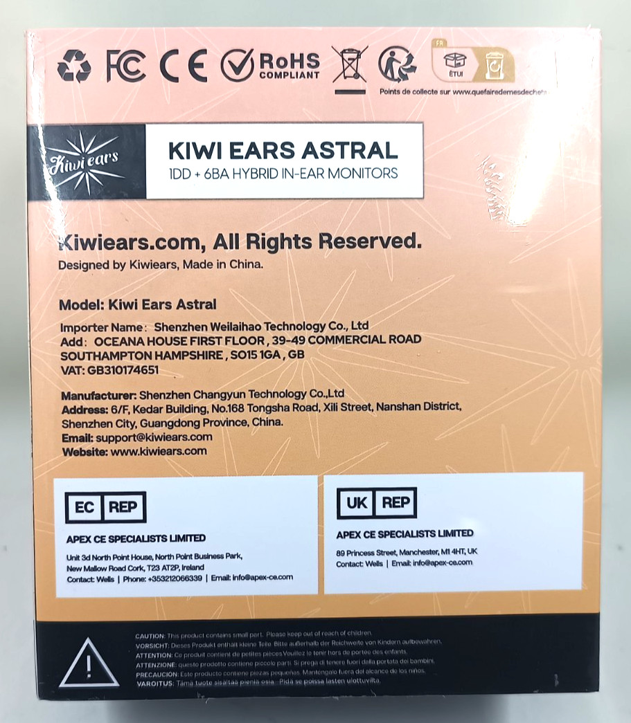 Kiwi Ears Astral 1DD + 6BA Hybrid In-Ear Monitors Brand New SEALED!