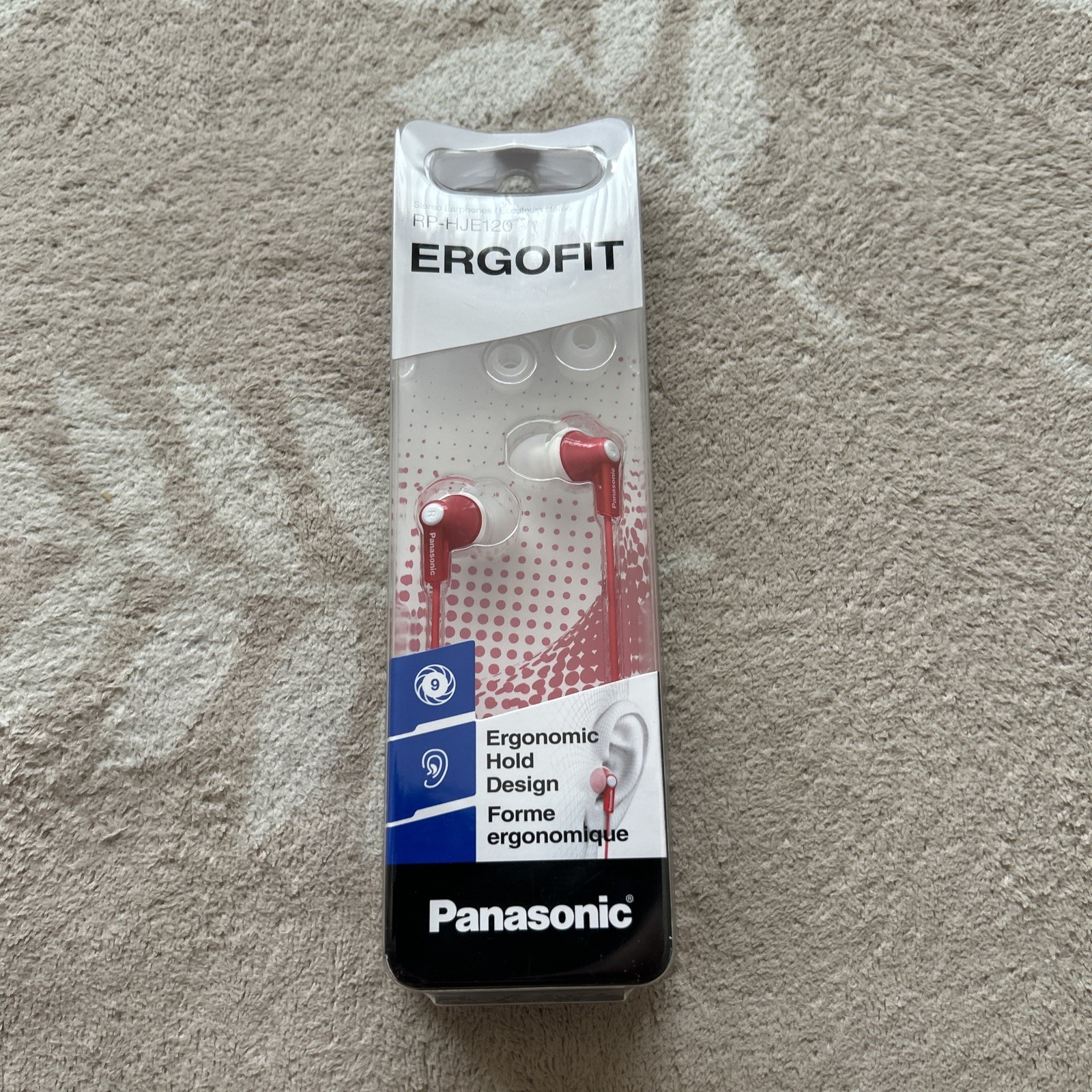 Panasonic Ergo-fit Red Ergonomic design, Wired In-Ear buds for MP3 CD iPod NEW