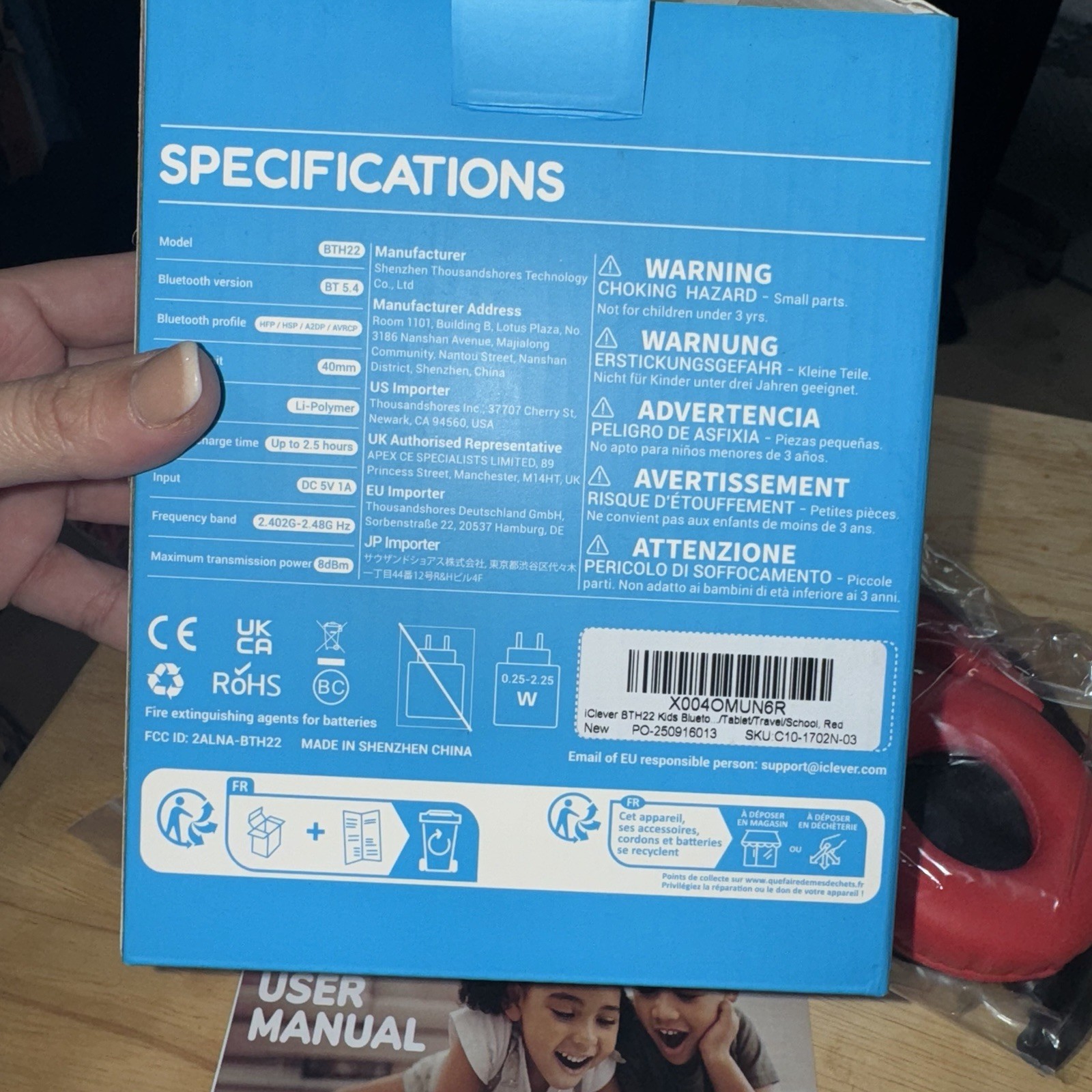 iClever BTH22 Kids Bluetooth Headphones, 60H Play Time, 74/85 dBA Safe Volume