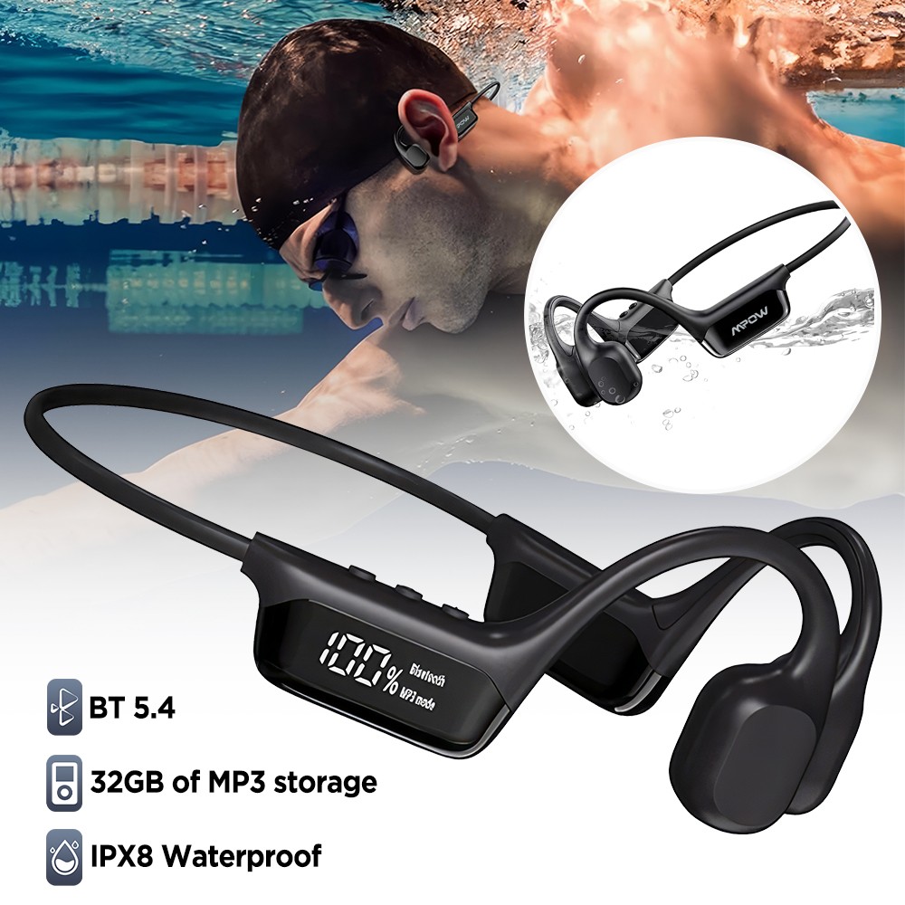 Mpow Swimming headphone Wireless Open Earphone Bluetooth 5.4 for Running Cycling