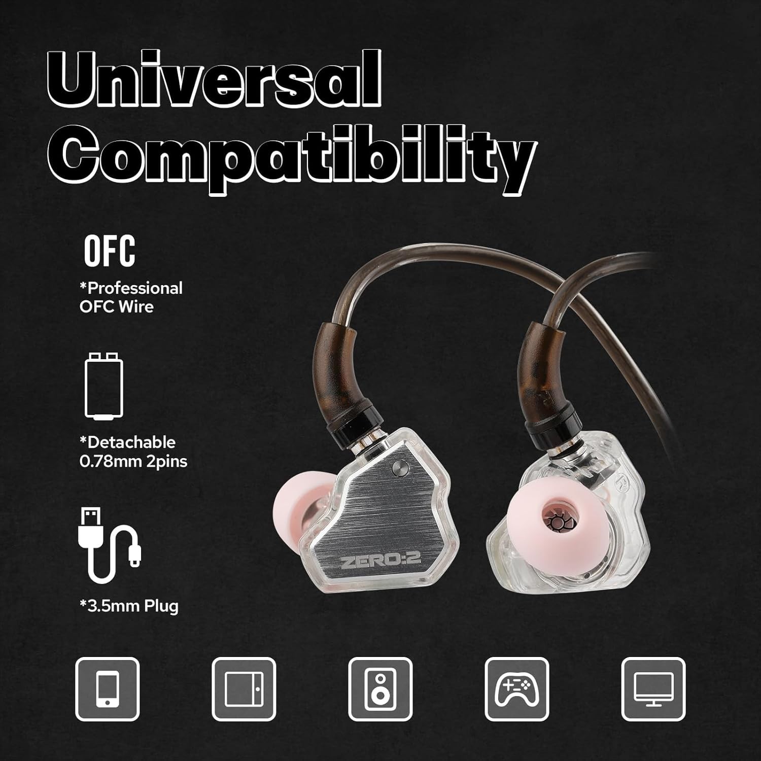 7Hz x Crinacle Zero:2 IEM: Enhanced Dynamic Driver & Sound Isolation, Silver