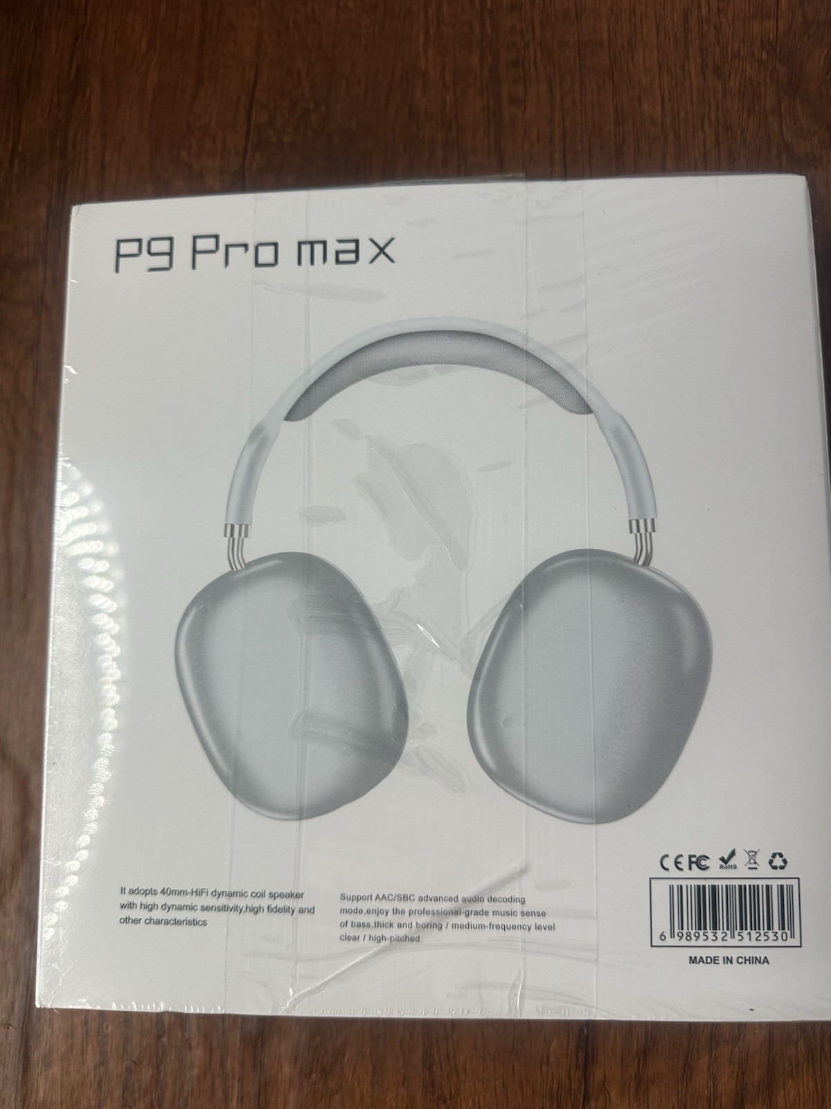 P9 Pro Max Wireless Bluetooth Over-Ear Headphones Silver New Sealed