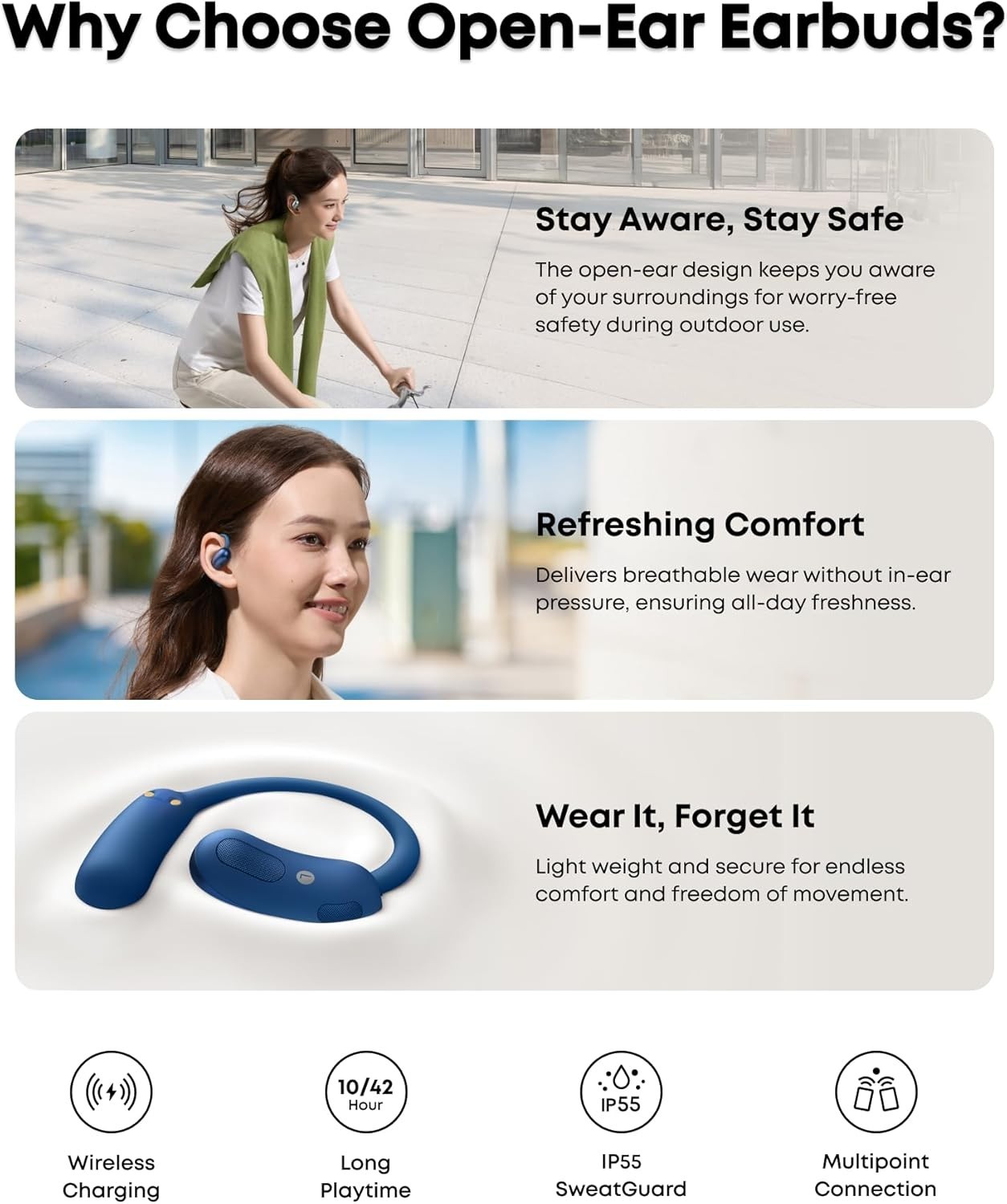AeroFit 2 by , Open-Ear Headphones, Real-Time Translation Earbuds, 4 Adjustab…