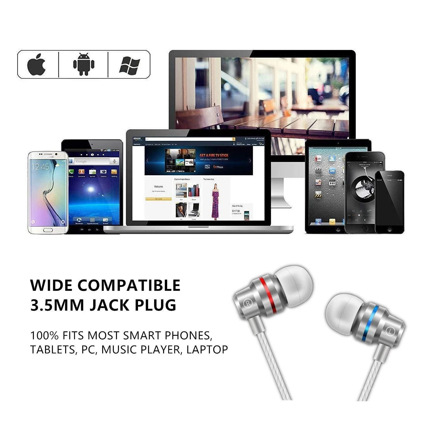 HIFI Bass Stereo Wired Earbuds Headset In-Ear Earphone Headphone MIC 3.5mm